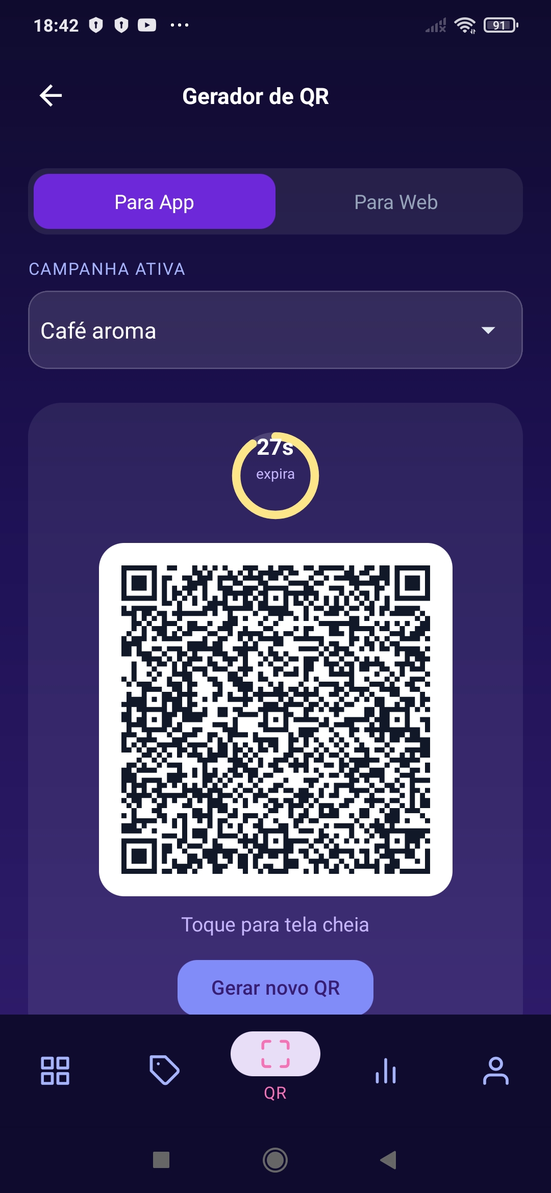 Gerador de QR Code do FidelizerX